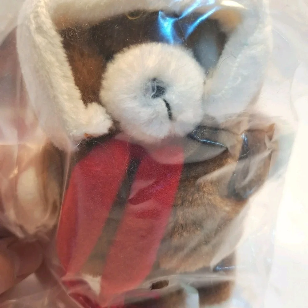 Vintage 1984 Avon Brown PLUSH PUPPY Christmas Tree Ornament W/Box